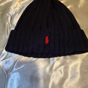 Ralph Lauren Dark Blue Beanie with Red Emblem
